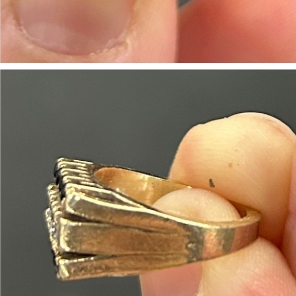 Vintage design ring , 9c, lab-grown diamonds with black sapphires - Picture 1 of 4